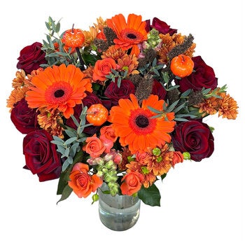 Flores de Chiltepec, Bouquet Mixto de Flores de 28 Tallos con Florero, Temporada Otoño