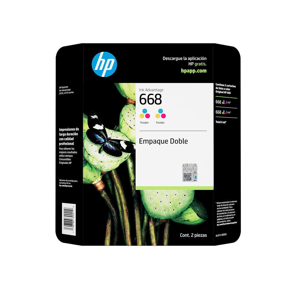HP668 Cartucho Tricolor Original Ink 6L6T3BL HP668 Cartucho Tricolor Original Ink 6L6T3BL