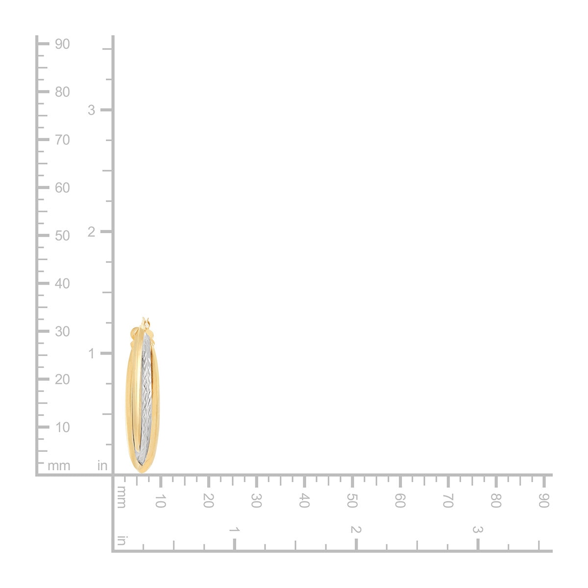 Aretes, Arracadas de Borde de Cuchillo, Oro Dos Tonos 14K