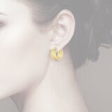 Aretes, Triple Fila, Oro Amarillo 14K