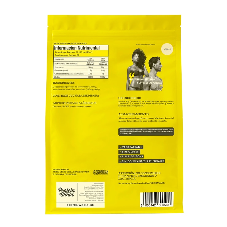 Protein World Whey Proteína en Polvo Sabor Vainilla 900 g