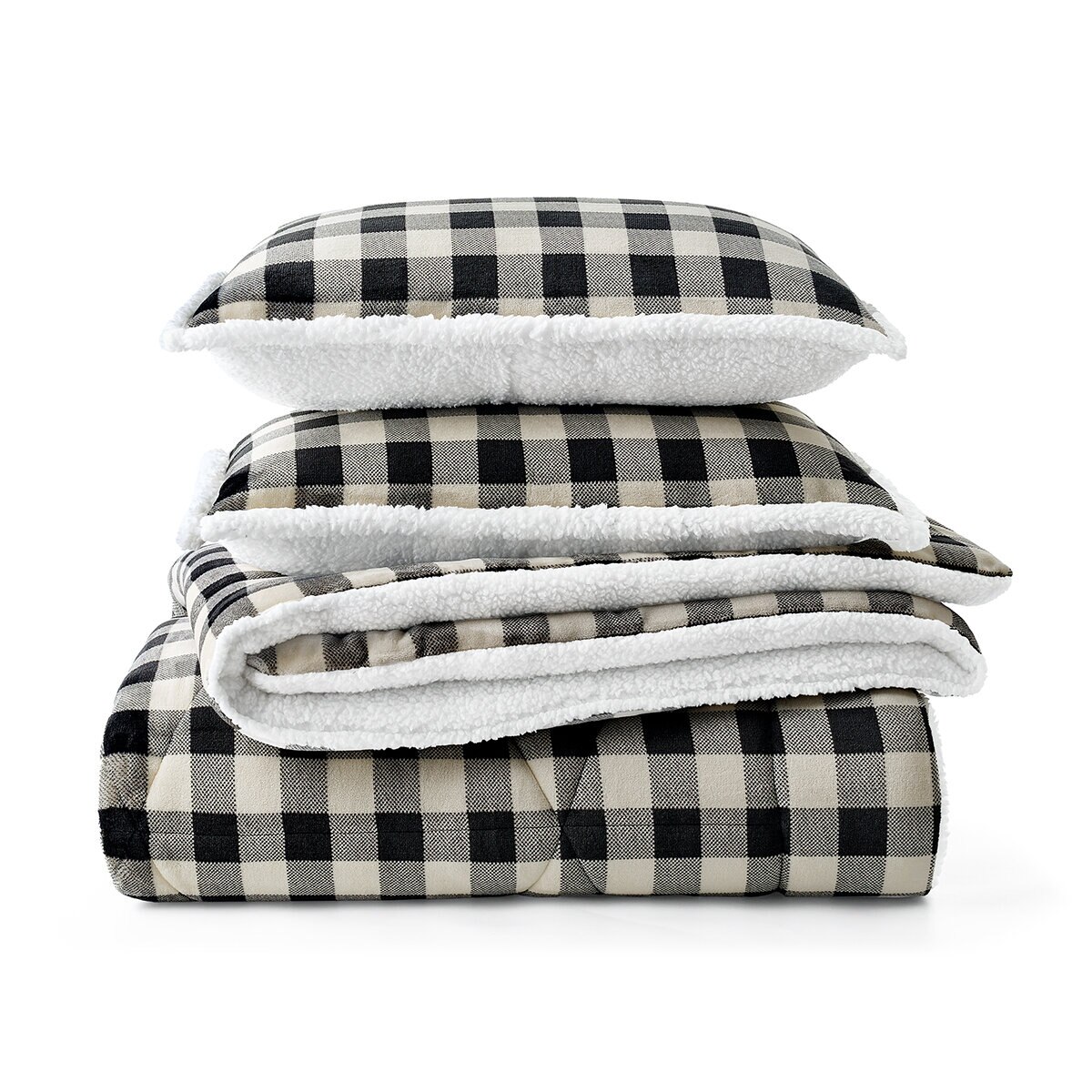 Casual Living, Juego de Edredón King de 3 piezas, Buffalo Check-Black
