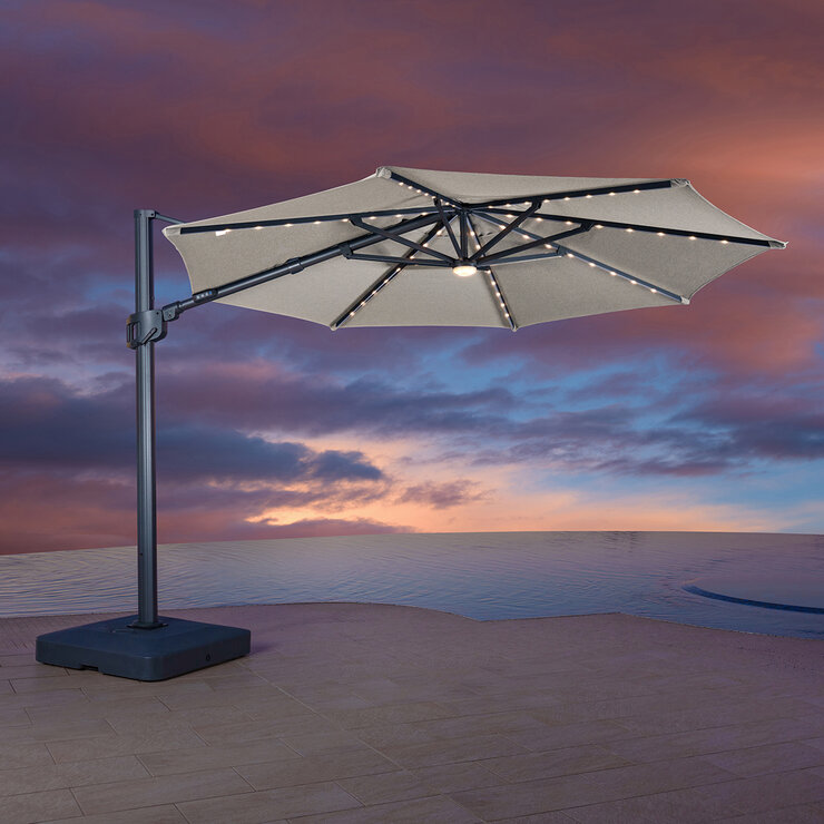 SunVilla, Sombrilla Redonda de 3.5 m con Luz LED, Beige