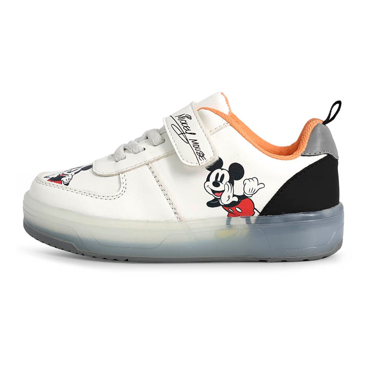 Disney Mickey, Tenis Color Blanco-Naranja con Luces para Niño, Varios Colores