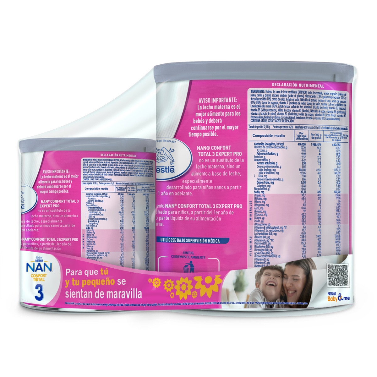 Nestle NAN 3 Confort Total, Fórmula para bebé (1 lata de 1.5kg + 1 lata