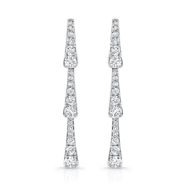 Aretes Colgantes de Diamantes 1.28ctw, en Oro Blanco 18K