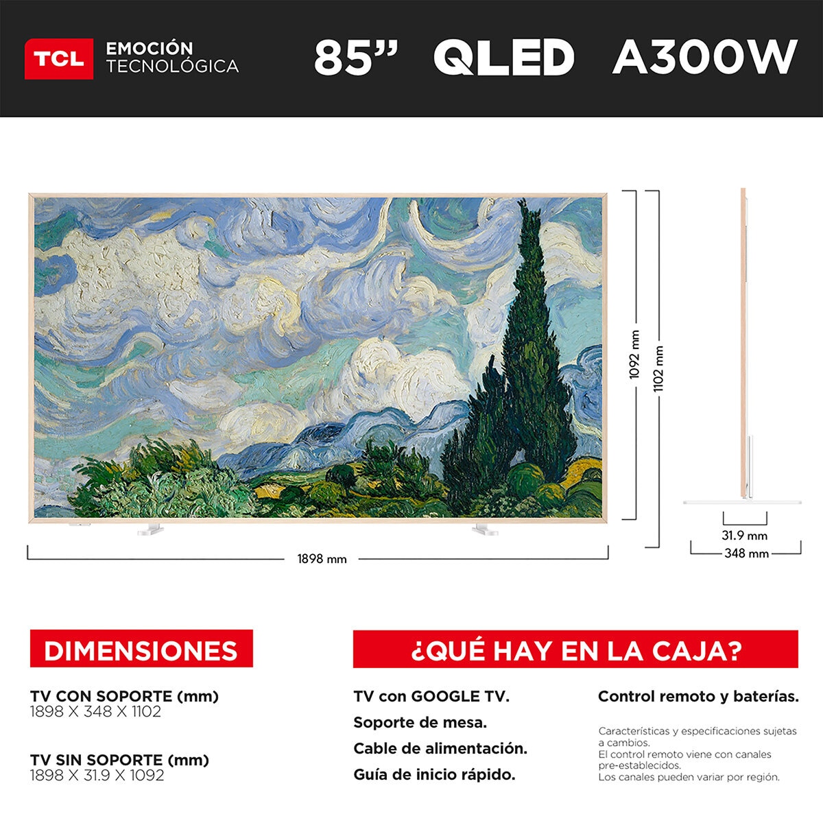 TCL Pantalla 85" QLED 4K NXTVISION Google TV TCL Pantalla 85" QLED 4K NXTVISION Google TV
