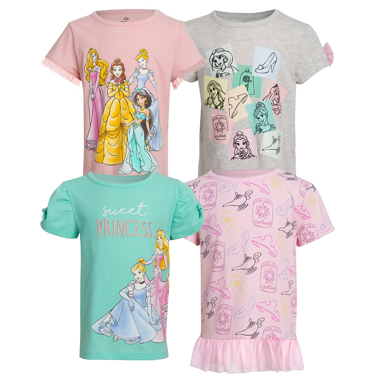 Playera 4 piezas para Niños o Niñas Varias Tallas y Colores