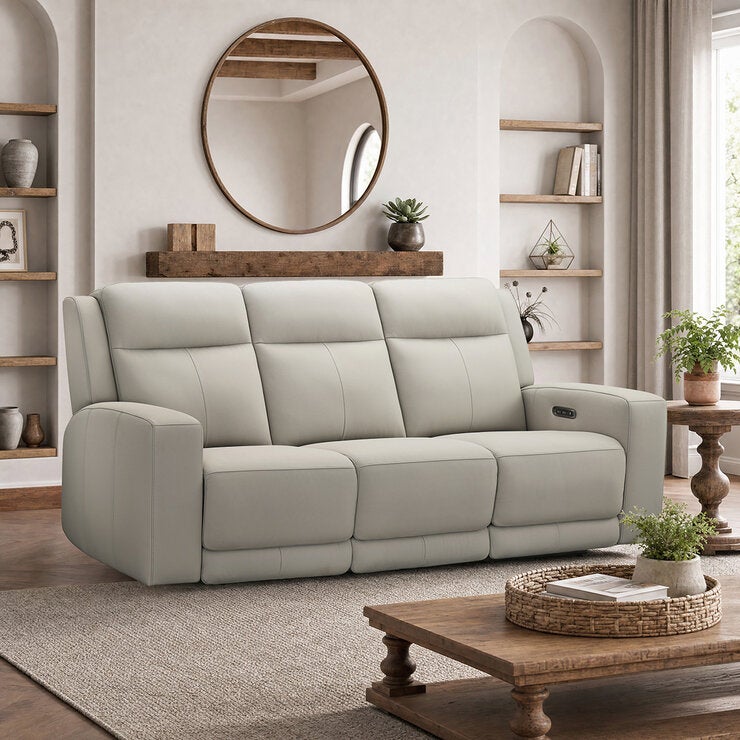 Simon Li Furniture, Wren, Sofá Reclinable de Piel con Sistema Eléctrico Simon Li Furniture, Wren, Sofá Reclinable de Piel con Sistema Eléctrico