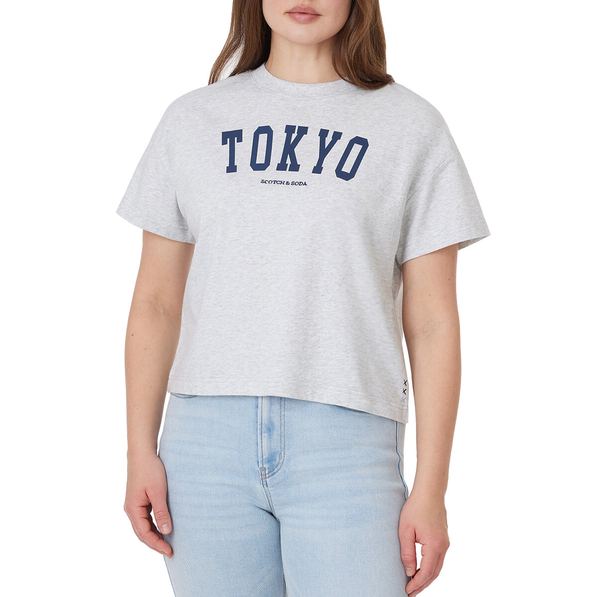 Scotch and Soda Playera para Dama Gris Extra Chica