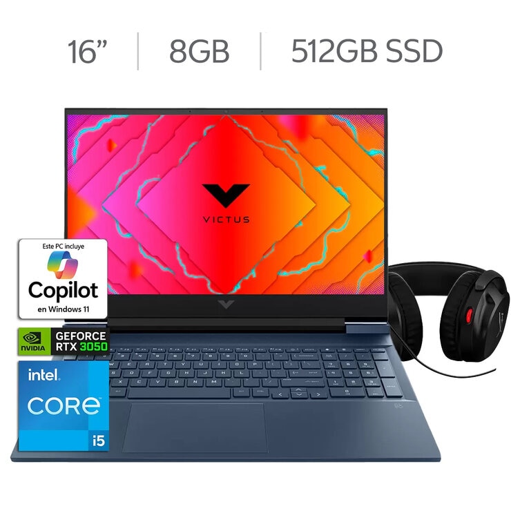 HP Victus Gaming 16-d0537la Laptop 16" Full HD Intel Core i5 8GB 512GB SSD + Headset HyperX