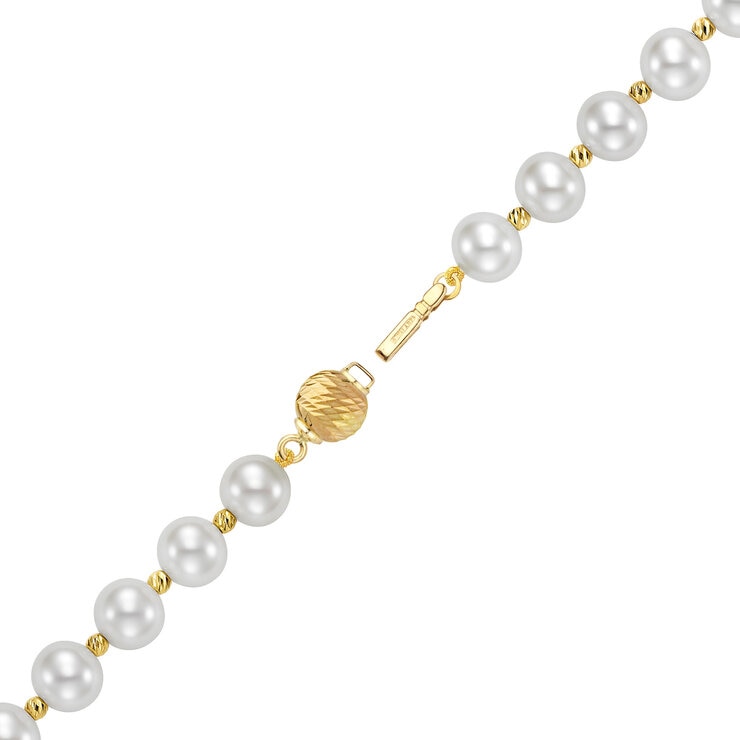 Pulsera de Perlas Cultivadas, Oro Amarillo de 14K, 19.05cm