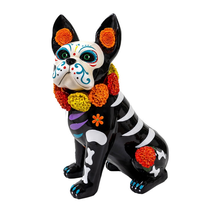 Figura Decorativa Día de Muertos, Bulldog Francés Figura Decorativa Día de Muertos, Bulldog Francés
