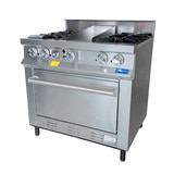 Estufa profesional San-Son de 4 quemadores, plancha y horno