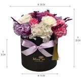 Mina'an Flor Eterna, Bouquet Mix Lila, Caja Negra, Duración 6 Meses