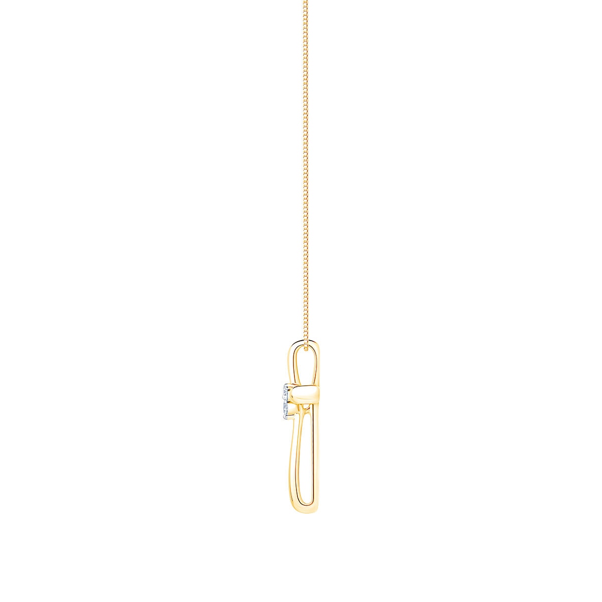 Dije de Cruz de Diamantes, 0.12ctw, Oro Amarillo de 14K, 45.72cm