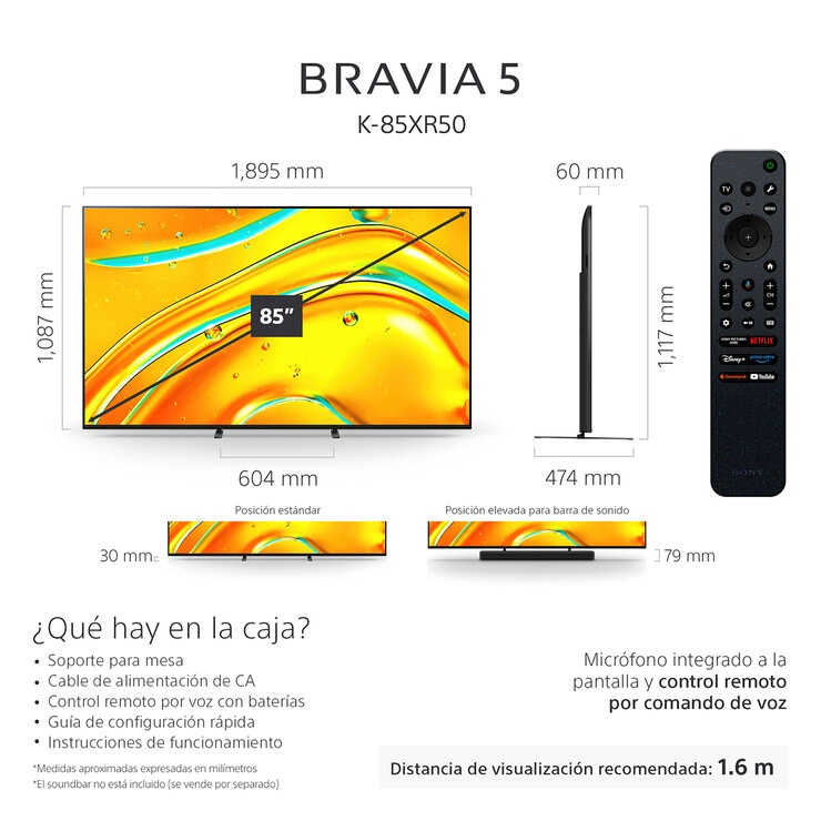 Sony Pantalla 85" BRAVIA 5 Miniled 4K Google TV