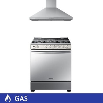 Samsung Combo Estufa de Gas 6 Quemadores 76cm y Campana de Pared 76 cm