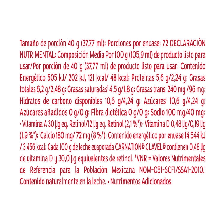 Carnation Clavel Leche Evaporada 8 pzas de 360 g