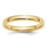 Argolla de matrimonio, 3mm, Comfort Fit, Oro Amarillo de 14K, Talla 10