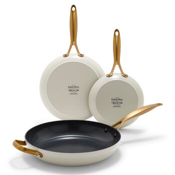 GreenPan Juego de 3 Sartenes de Aluminio Anodizado Resistente y Antiadherente de Cerámica