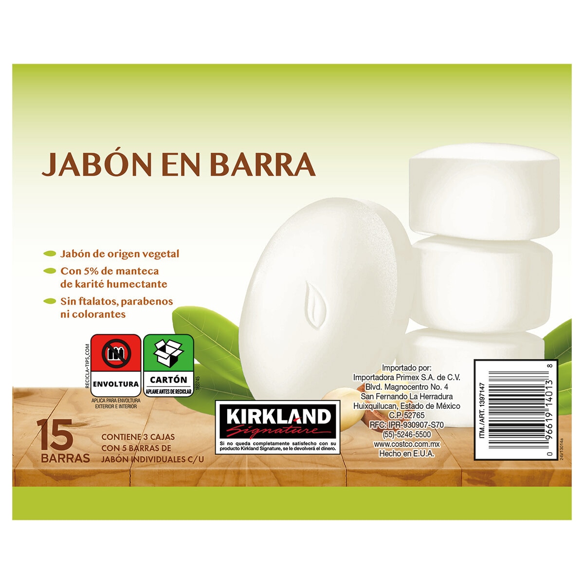Kirkland Signature Jabón en Barra 15 pzas
