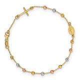Pulsera Religiosa, Oros Amarillo, Blanco y Rosa de 14kt