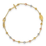 Pulsera Religiosa, Oros Amarillo, Blanco y Rosa de 14kt