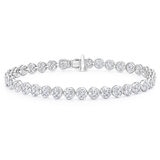 3.00ctw, Pulsera de Diamantes, Corte Redondo Brillante, Oro Blanco 14K