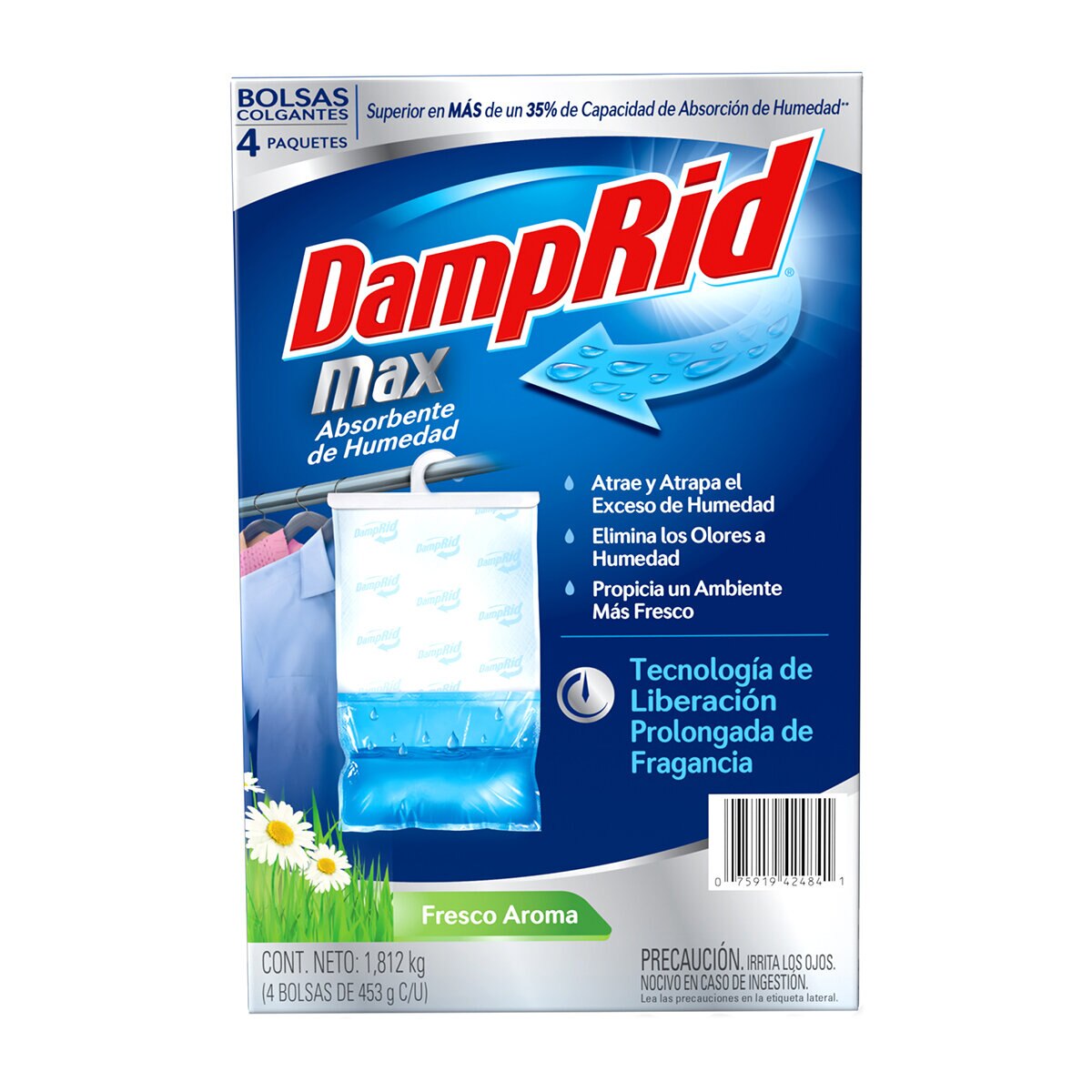 DampRid Max Absorbente de Humedad para Armarios 4 pzs de 453 g