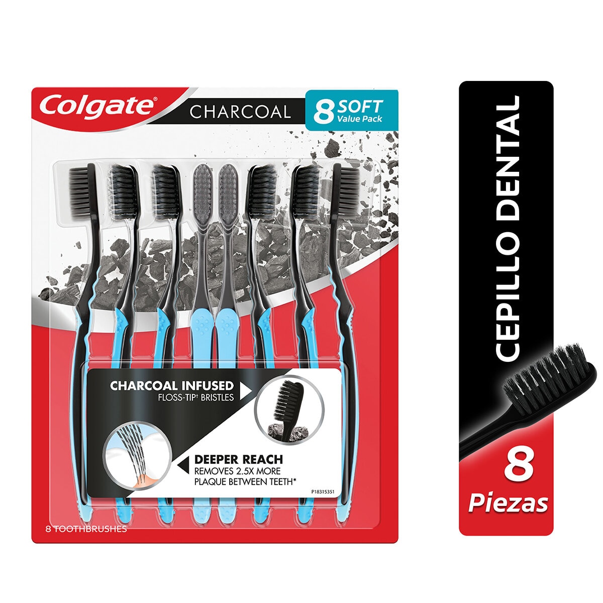 Colgate Cepillo de Dientes Charcoal 8 piezas