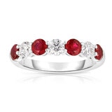 Anillo de Rubi con Diamantes 0.48ctw, Oro Blanco 14K