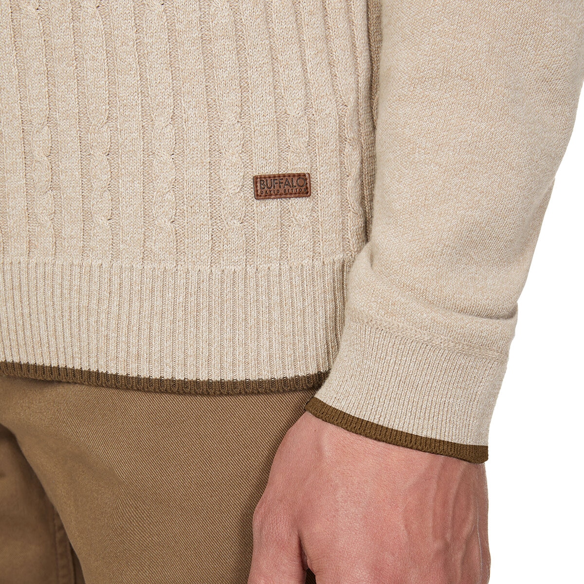 Buffalo David Bitton Suéter tipo polo para Caballero Café Chica Buffalo David Bitton Suéter tipo polo para Caballero Café Chica