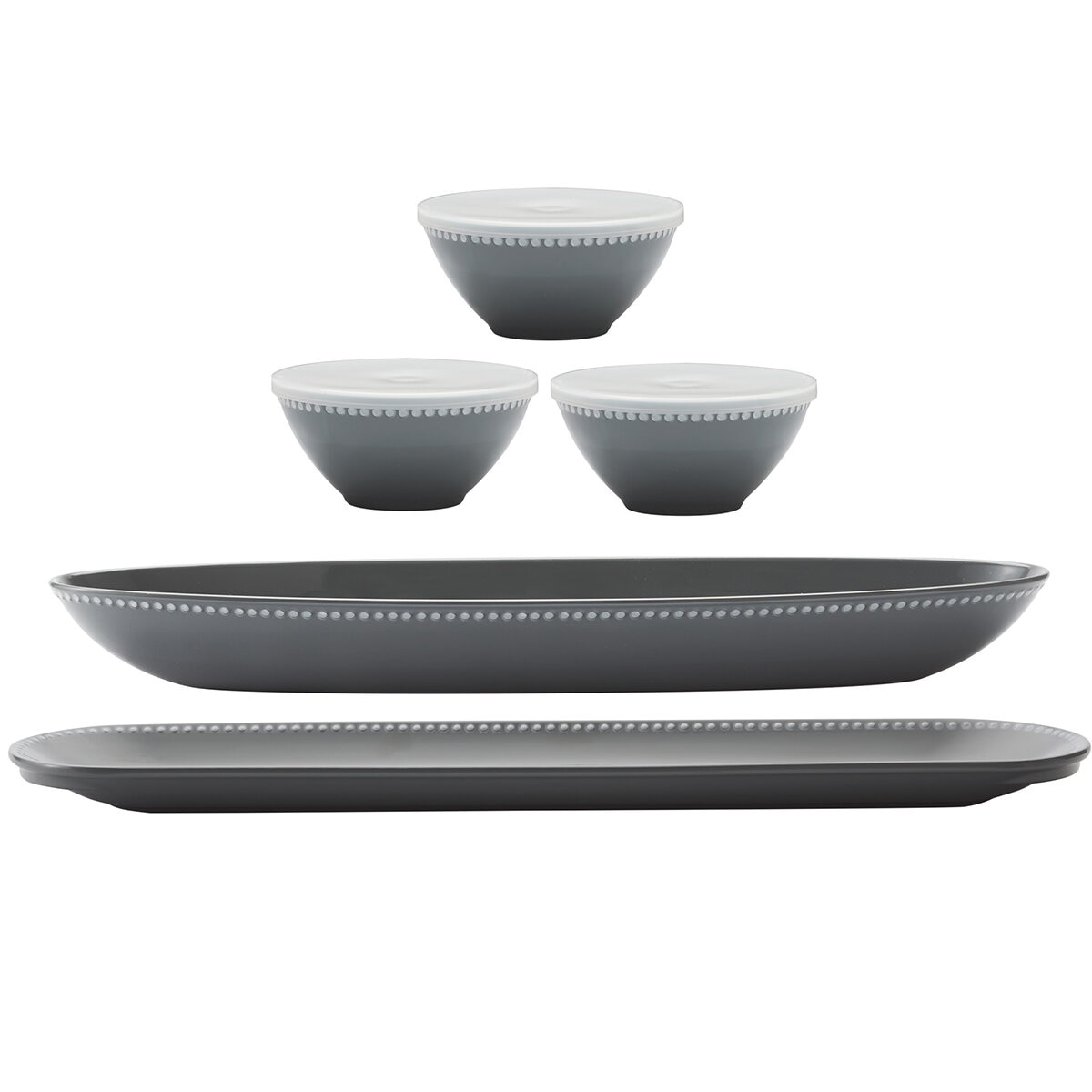 Juego para Servir de Melamina 5 piezas Gris