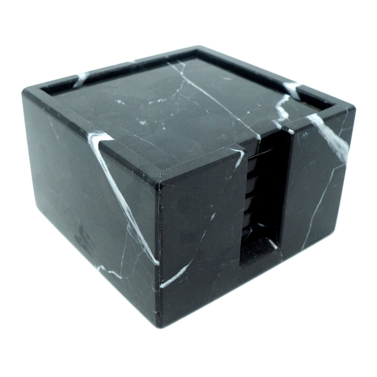 Luhom, Set de Portavasos de Mármol (6 piezas), negro
