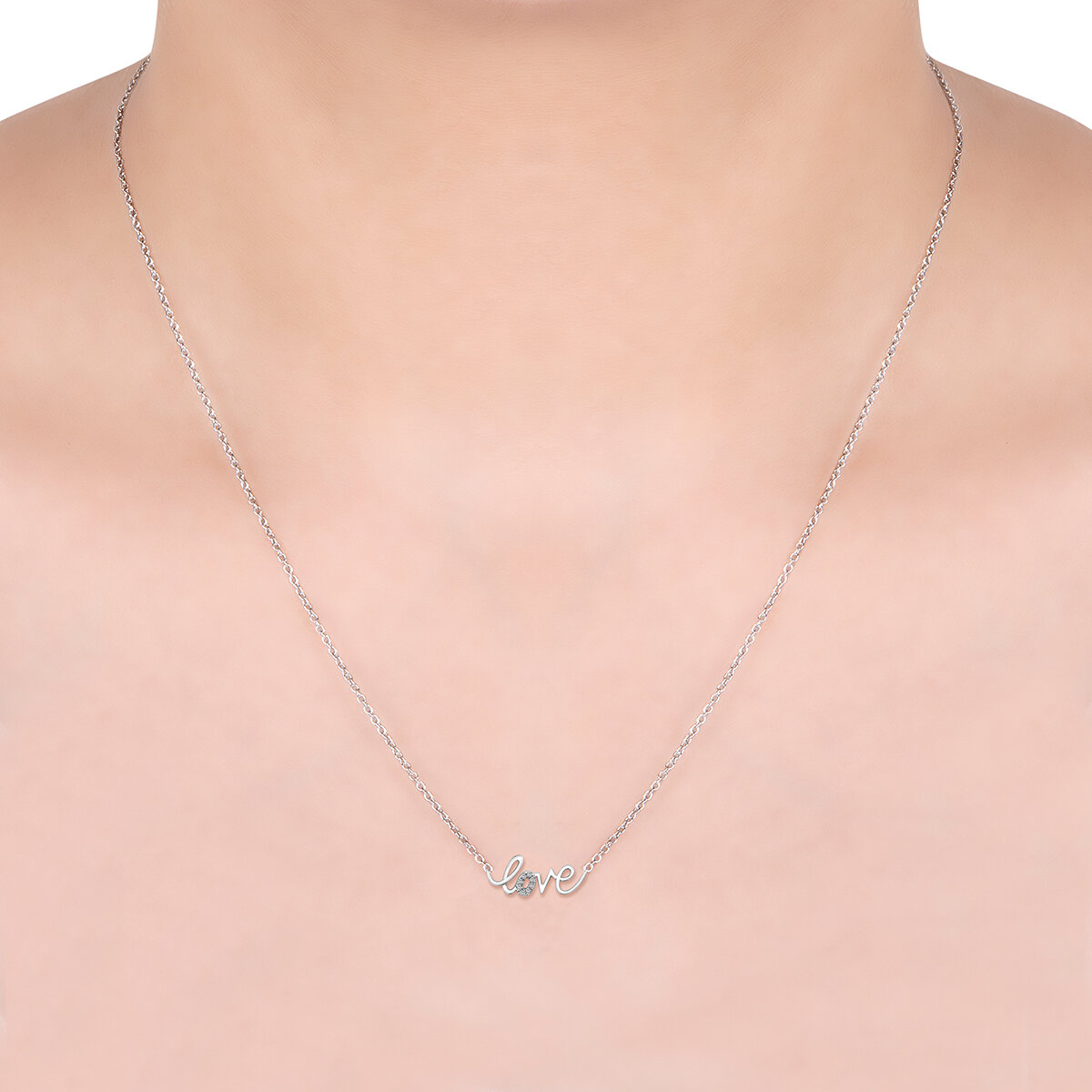 Dije de 'Love' de Diamantes, 0.05ctw, Oro Blanco 14K