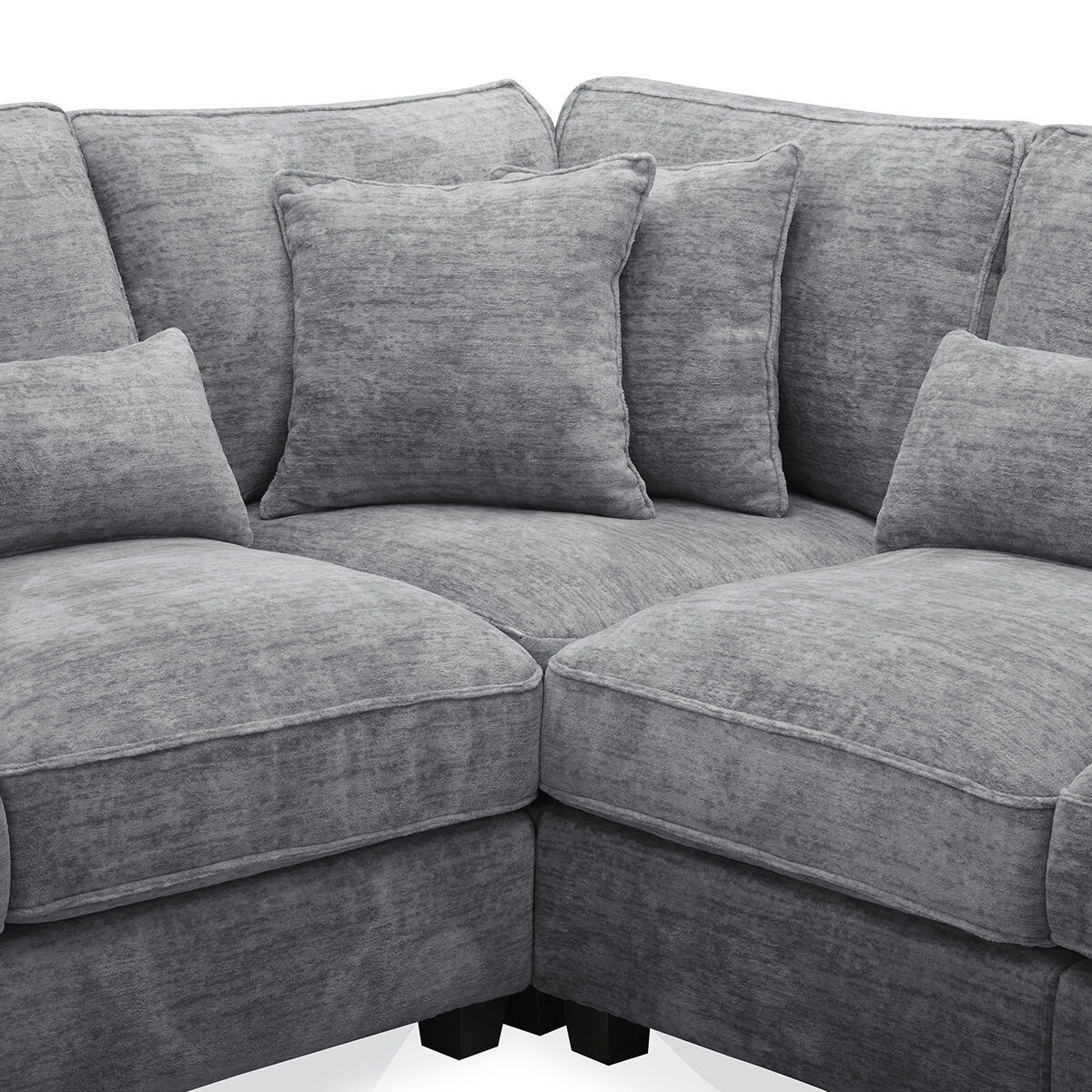 Aiden & Ivy, Seccional Fijo de Tela de 4 Piezas y Otomano