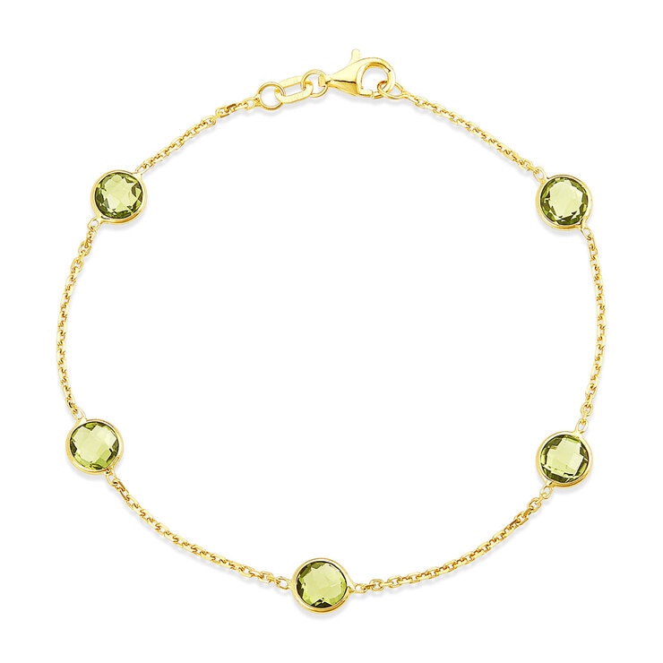 Pulsera de Peridoto, Oro de 14K Pulsera de Peridoto, Oro de 14K