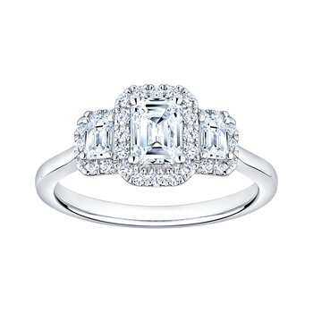 Anillo, Esmeralda, 1.17ctw Diamantes, Platino Anillo, Esmeralda, 1.17ctw Diamantes, Platino