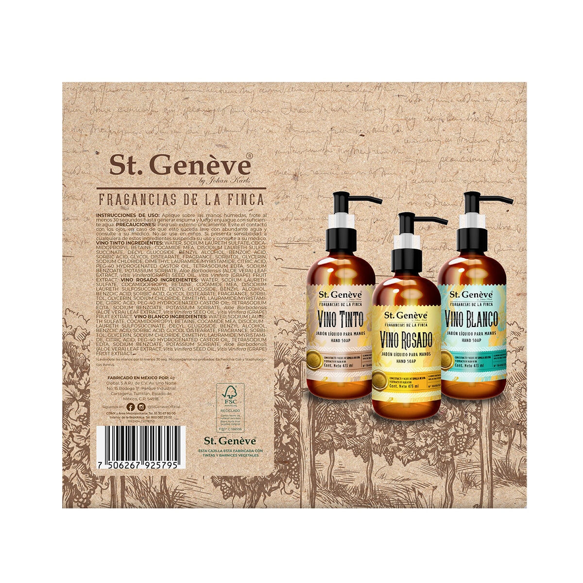 St. Genève Jabón Líquido para Manos Colección Vinos 3/473 ml