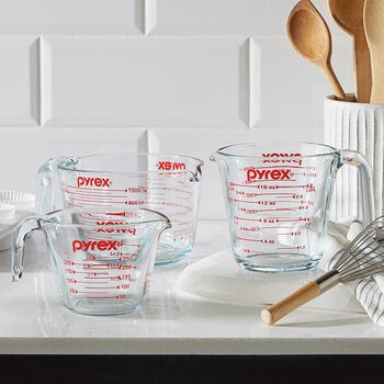 Pyrex Juego de 3 Tazas Medidoras de Vidrio