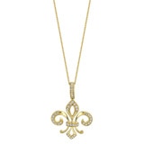 0.29ctw, Collar, Fleur de Lis con Diamantes, Oro Amarillo de 14kt