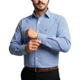 Nautica Camisa para Caballero Azul Cuello 15.5 Manga 32/33