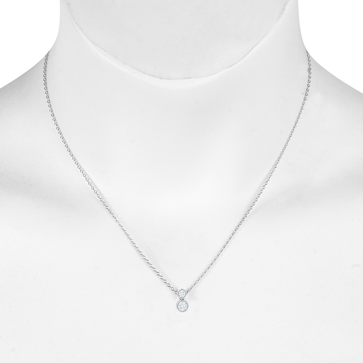 0.30ctw, Collar de Diamantes, Corte Redondo, Oro Blanco de 14kt