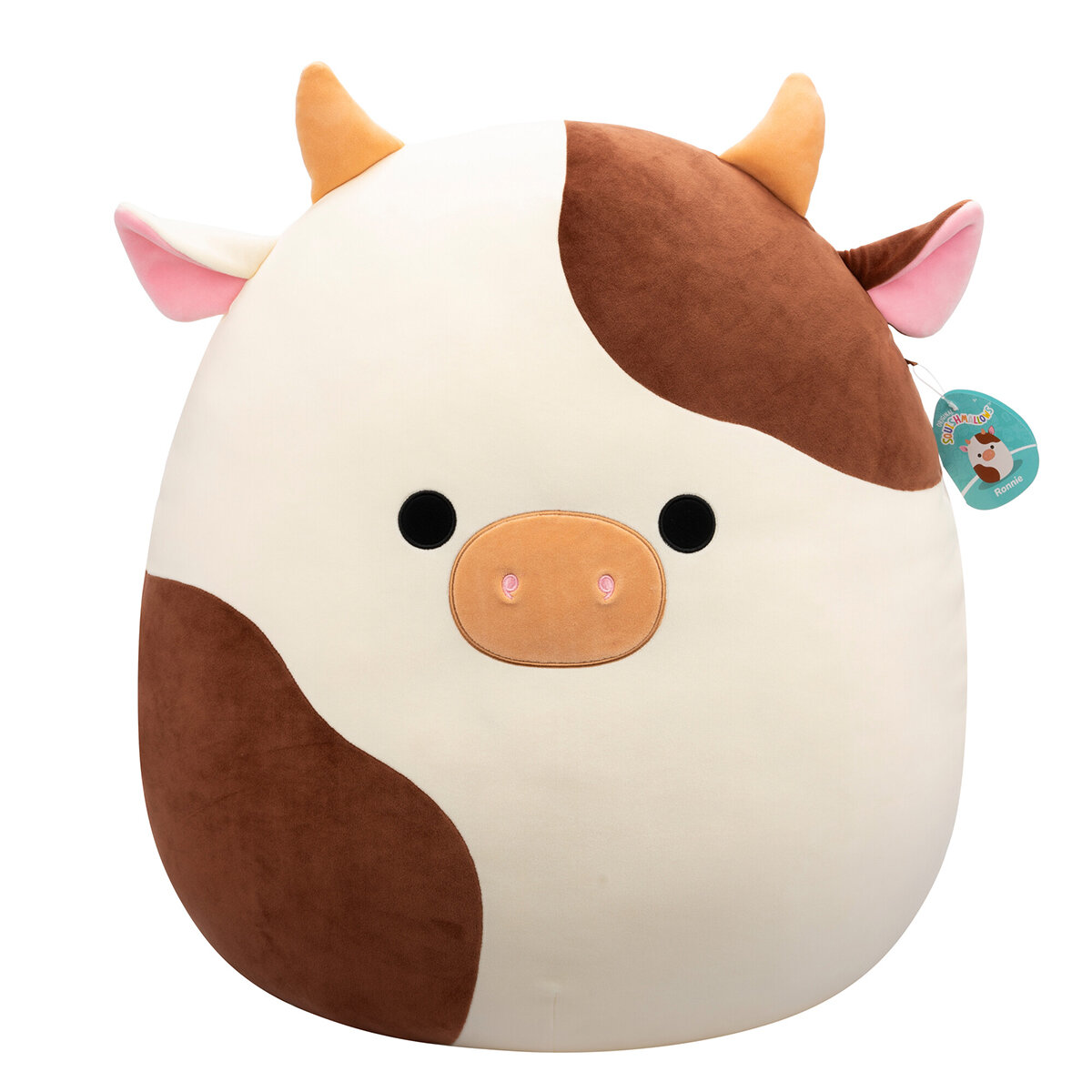 Squishmallows Original Peluche de 60 cm, Ronnie Vaca Marrón