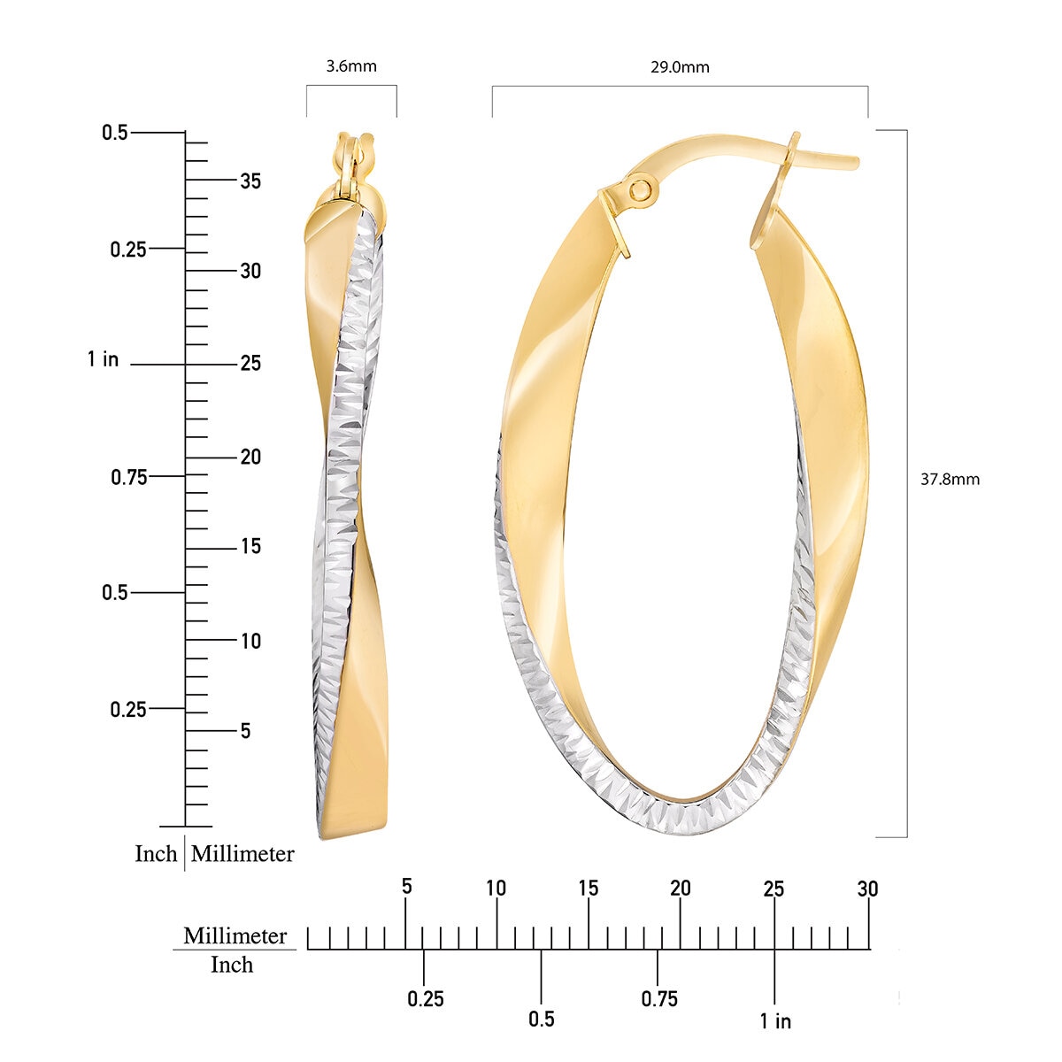 Arracadas, Oro Dos Tonos de 14K