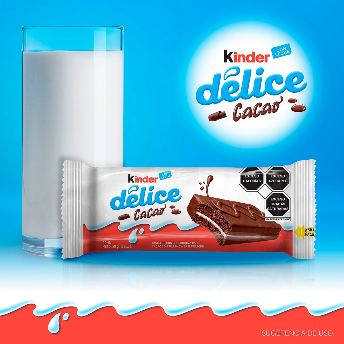 Kinder Délice Pastelito con Cobertura a Base de Cacao 10 pzas de 39 g