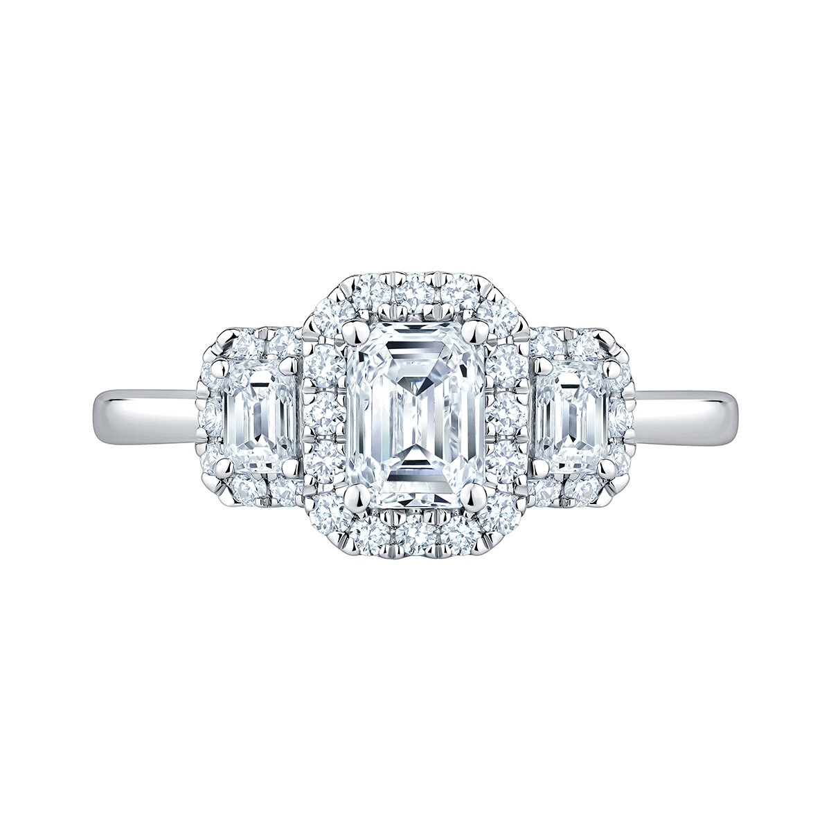 Anillo, Esmeralda, 1.17ctw Diamantes, Platino