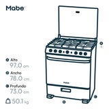 Mabe Estufa de Gas de Piso 76 cm con Air Fry con 6 Quemadores Mabe Estufa de Gas de Piso 76 cm con Air Fry con 6 Quemadores