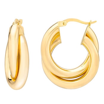 Aretes, Arracadas de Doble Fila, Oro Amarillo 14K